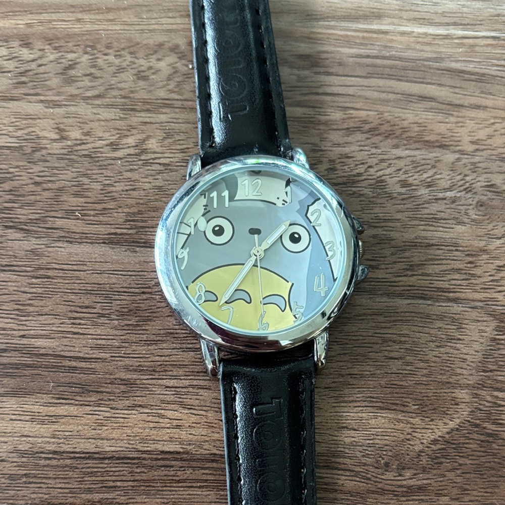 My Neighborhood Totoro Black Leather Strap Watch
